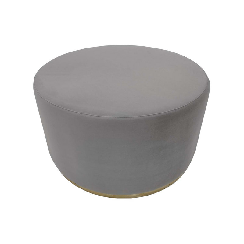 F-ST104-SI Georgette stool in silver grey velvet with silver base