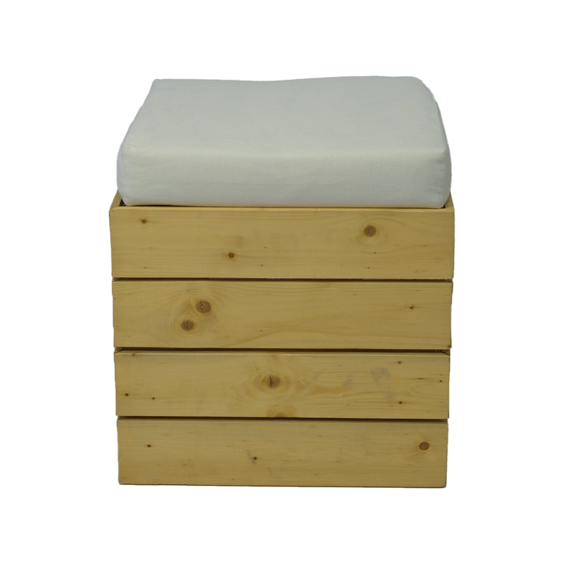 F-ST109-WW Joe stool in light wood base with a white seat pad