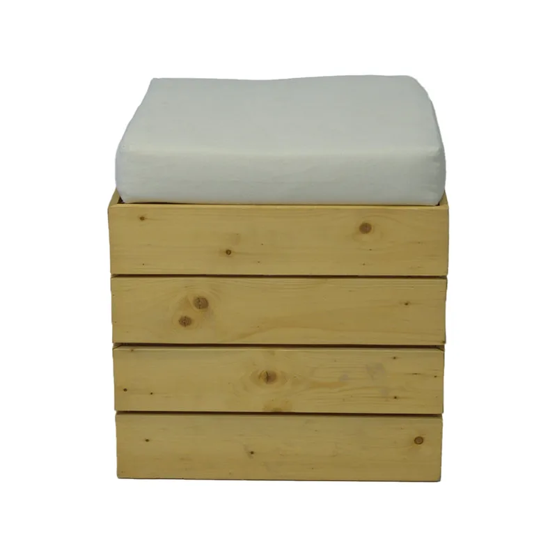 F-ST109-WW Joe stool in light wood base with a white seat pad
