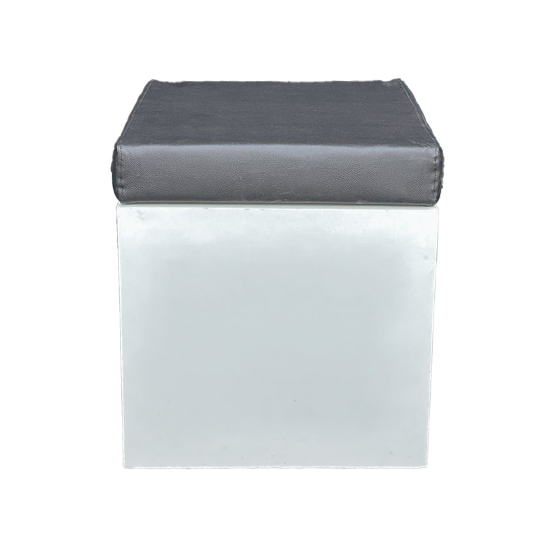 F-ST110-BL Noah stool with white painted base and black seat pad