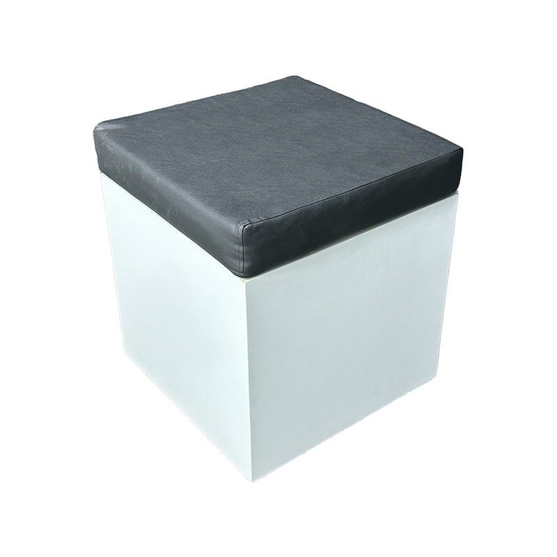 F-ST110-BL Noah stool with white painted base and black seat pad
