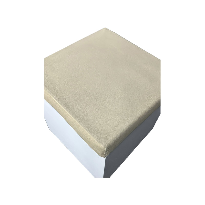 F-ST110-CG Noah stool with white painted base and champagne gold seat pad