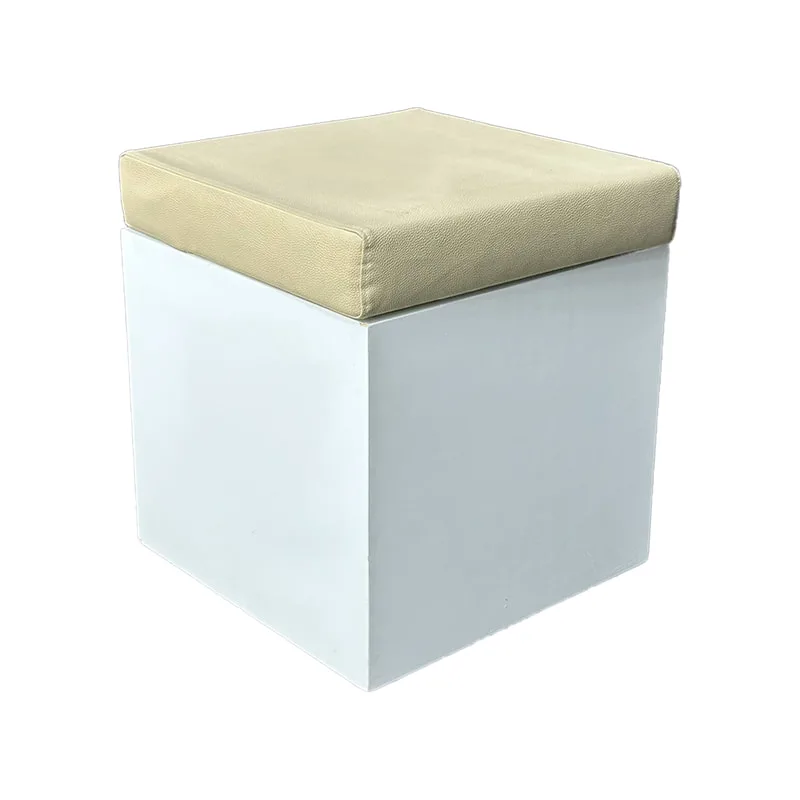 F-ST110-CG Noah stool with white painted base and champagne gold seat pad