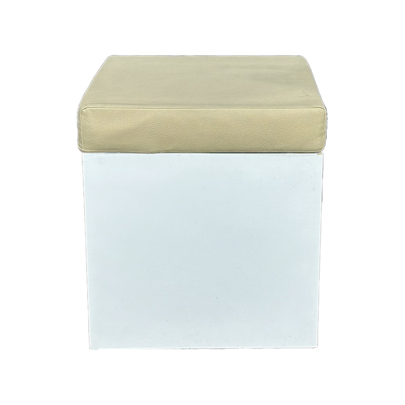 F-ST110-CG Noah stool with white painted base and champagne gold seat pad
