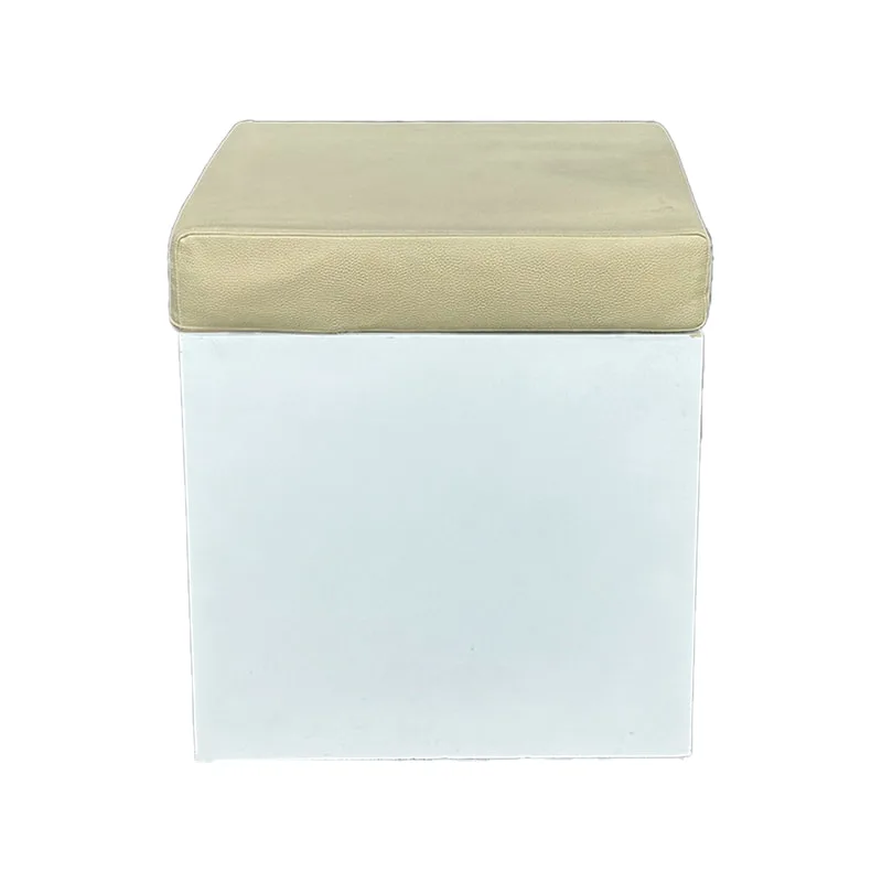 F-ST110-CG Noah stool with white painted base and champagne gold seat pad