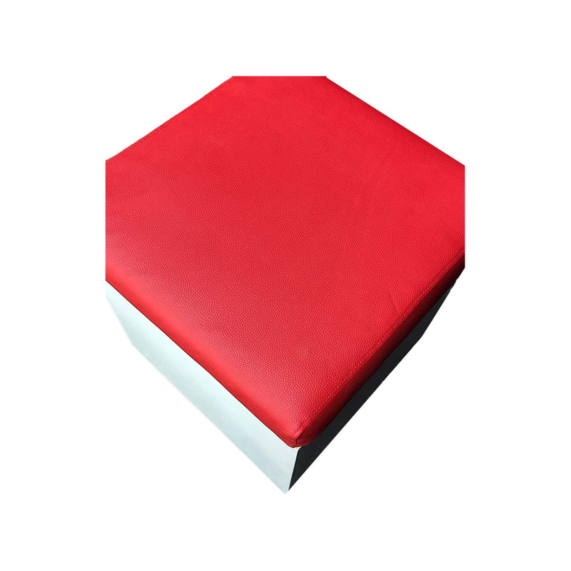 F-ST110-RE Noah stool with white painted base and red seat pad
