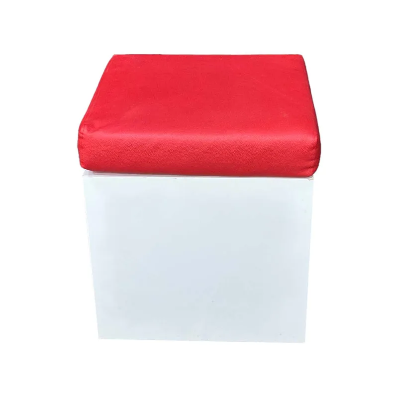 F-ST110-RE Noah stool with white painted base and red seat pad