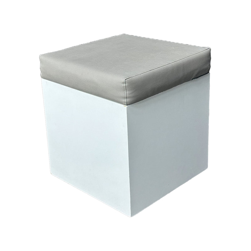 F-ST110-SI Noah stool with white painted base and silver seat pad