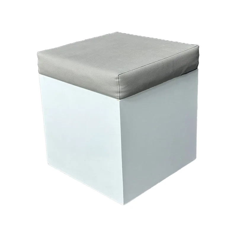 F-ST110-SI Noah stool with white painted base and silver seat pad