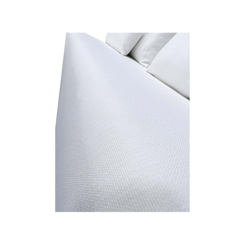 F-SX170-WH Cansu double seater sofa in white fabric on both sides with wooden legs