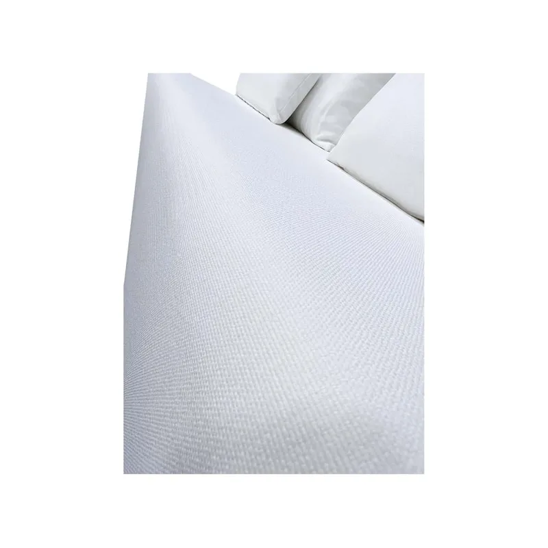 F-SX170-WH Cansu double seater sofa in white fabric on both sides with wooden legs