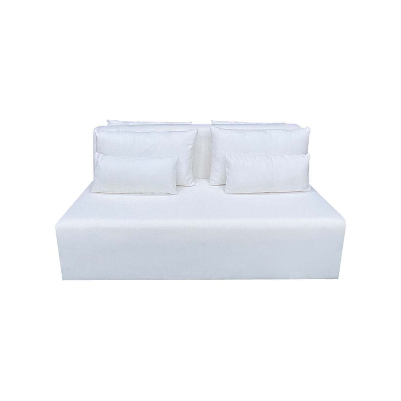 F-SX170-WH Cansu double seater sofa in white fabric on both sides with wooden legs