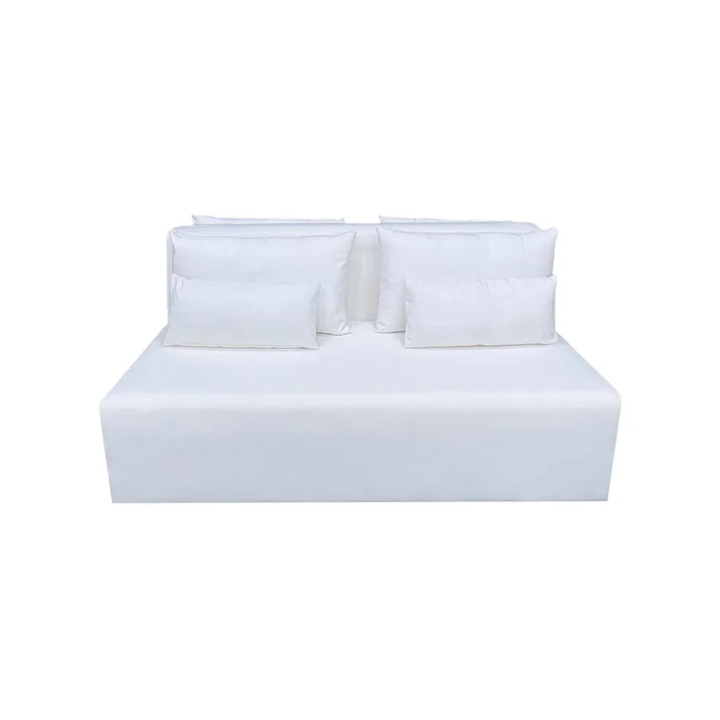 F-SX170-WH Cansu double seater sofa in white fabric on both sides with wooden legs