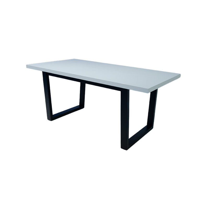 F-TA104-WH Stig rectangular table in white marble top and black metal legs