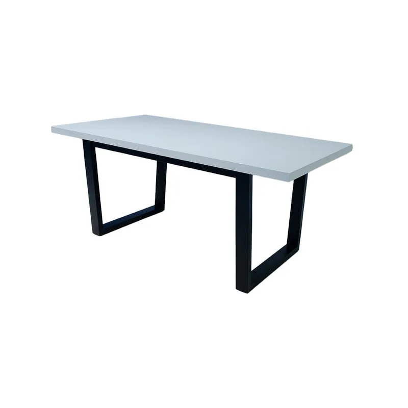 F-TA104-WH Stig rectangular table in white marble top and black metal legs