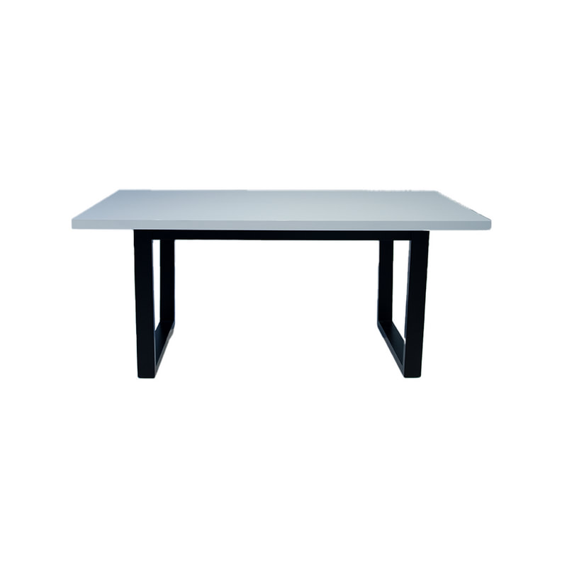 F-TA104-WH Stig rectangular table in white marble top and black metal legs