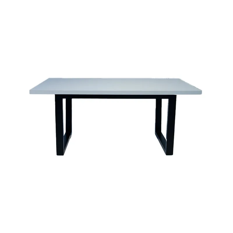 F-TA104-WH Stig rectangular table in white marble top and black metal legs
