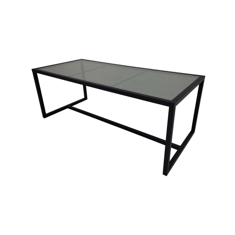 F-TA106-BL Enzo table with black glass top and black metal frame
