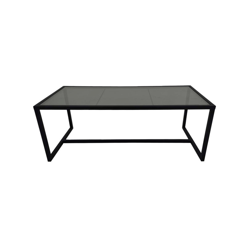 F-TA106-BL Enzo table with black glass top and black metal frame