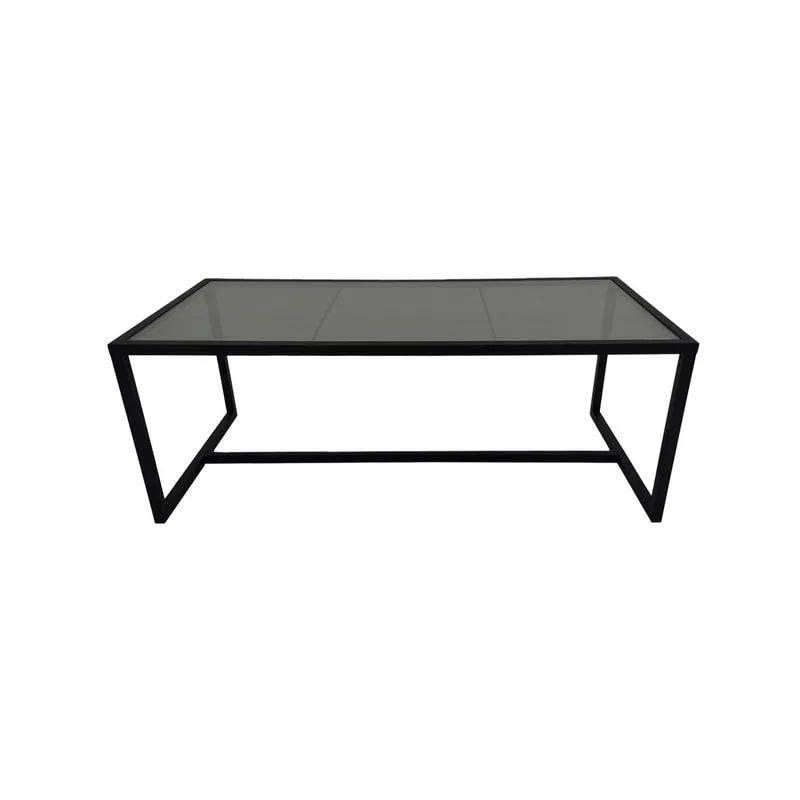 F-TA106-BL Enzo table with black glass top and black metal frame