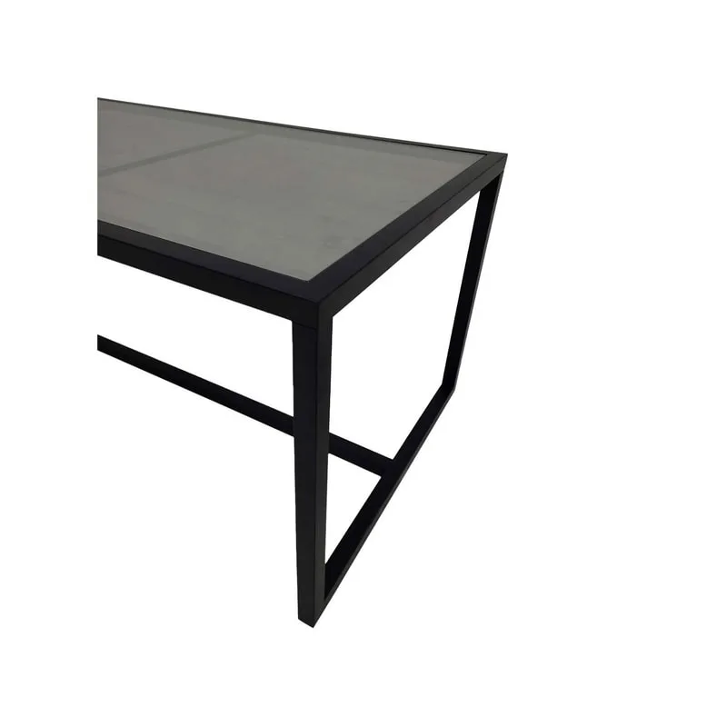 F-TA106-BL Enzo table with black glass top and black metal frame