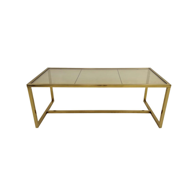 F-TA106-CG Enzo table with champagne gold mirrored glass top and champagne gold plated frame