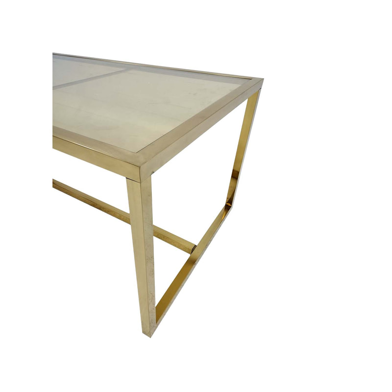 F-TA106-CG Enzo table with champagne gold mirrored glass top and champagne gold plated frame