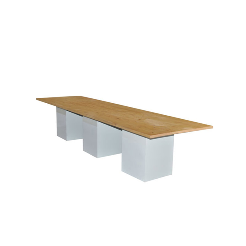 F-TA116-LW Cabra rectangular table in light wooden top with white base plinths