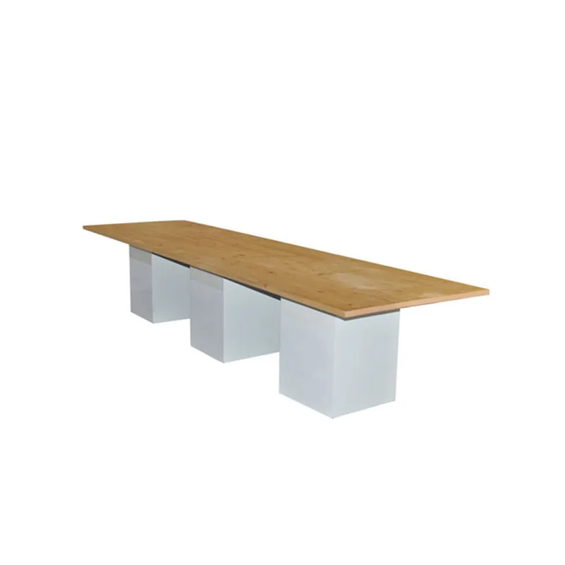 F-TA116-LW Cabra rectangular table in light wooden top with white base plinths