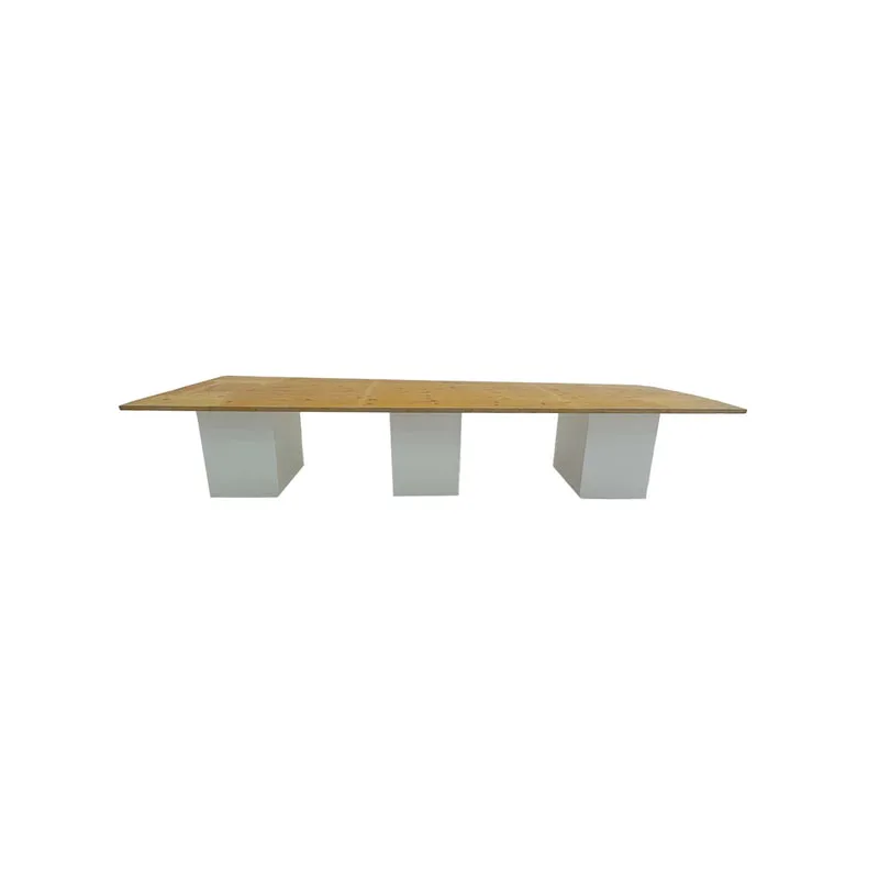 F-TA116-LW Cabra rectangular table in light wooden top with white base plinths