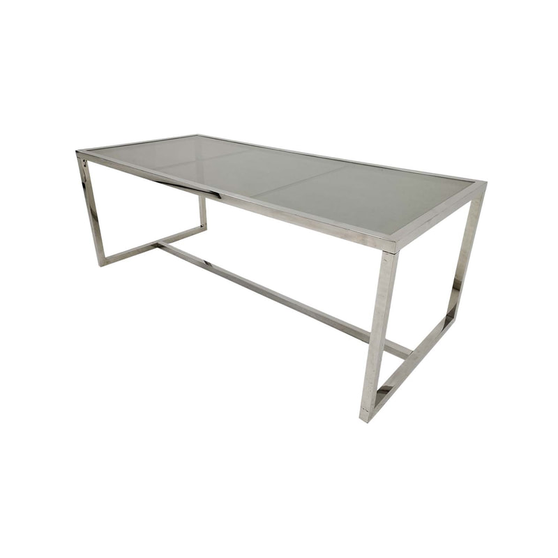 F-TA106-SI Enzo table with silver mirrored glass top and silver plated frame