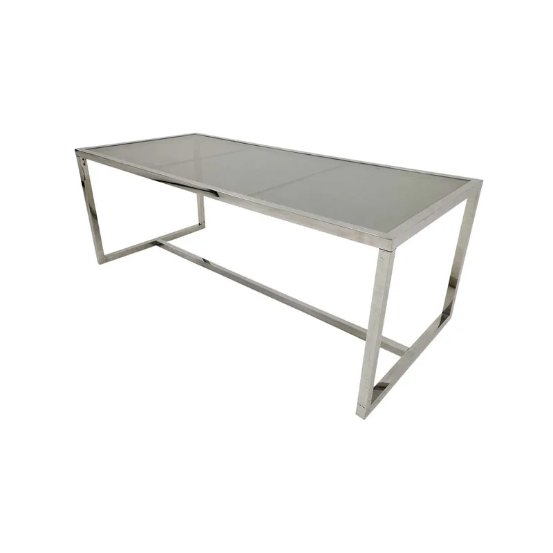 F-TA106-SI Enzo table with silver mirrored glass top and silver plated frame