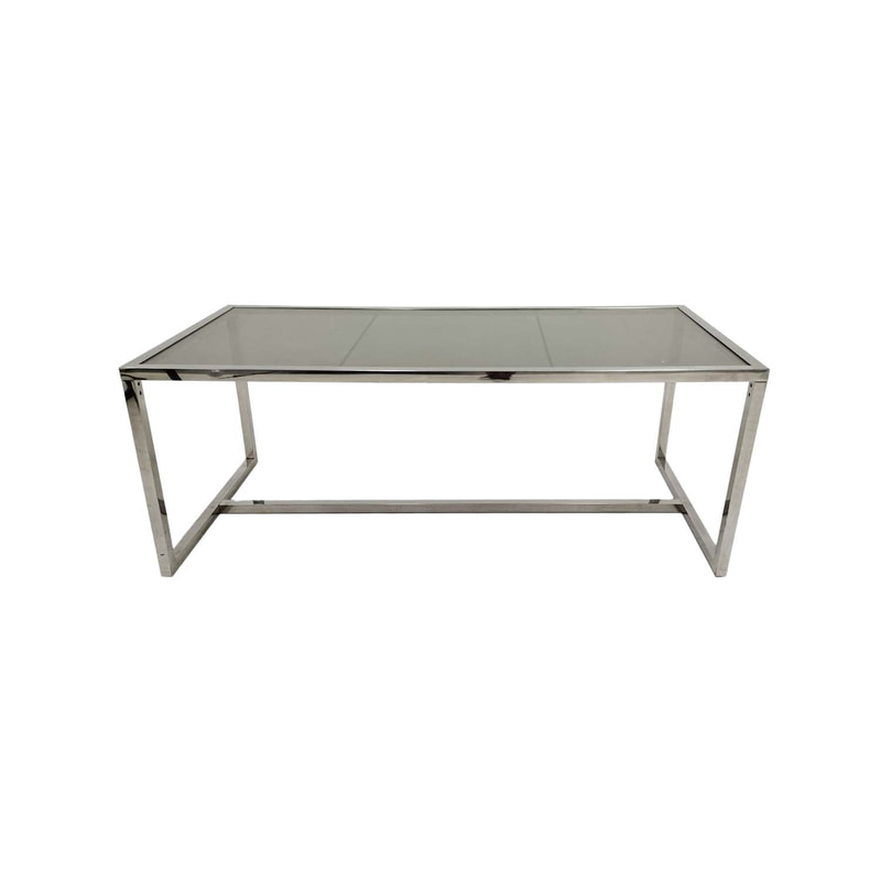 F-TA106-SI Enzo table with silver mirrored glass top and silver plated frame