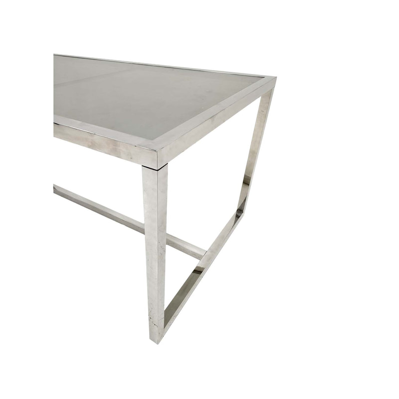 F-TA106-SI Enzo table with silver mirrored glass top and silver plated frame