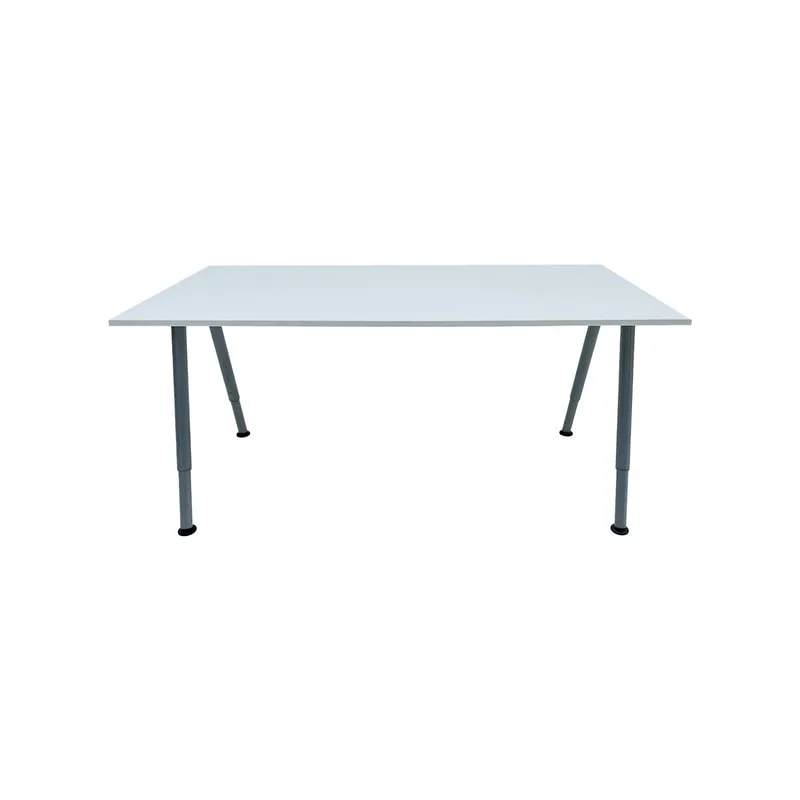 F-TA107-WH Mercury rectangular table in white with silver adjustable A-frame legs