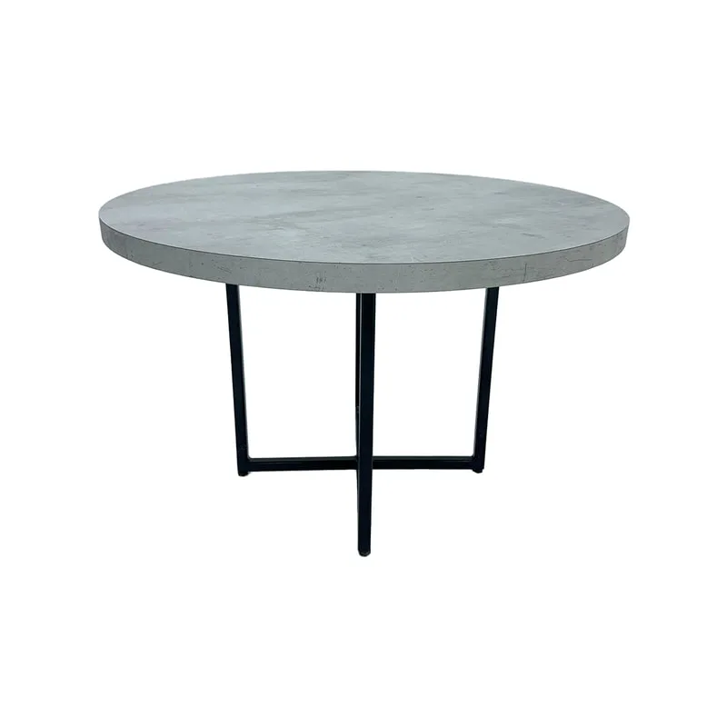 F-TA110-CC Mabon round table in concrete effect top with black metal legs
