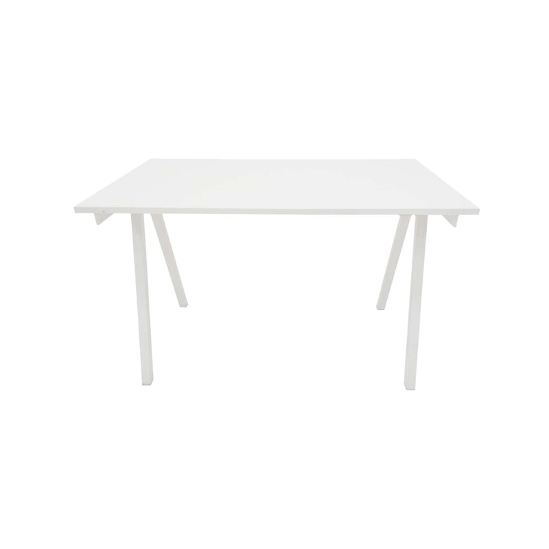 F-TA111-WH Leena rectangular table in white with white A-frame legs