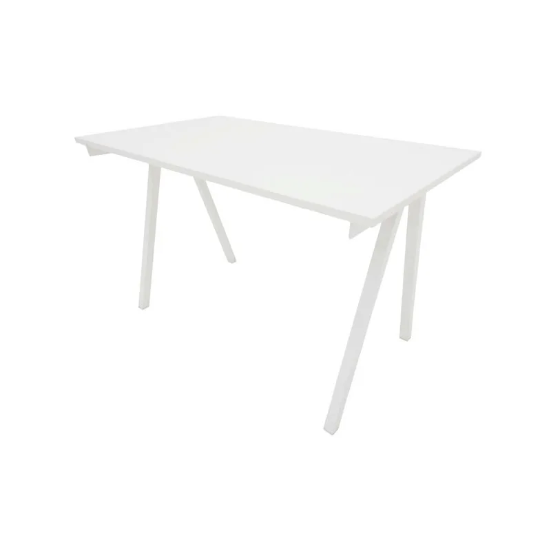 F-TA111-WH Leena rectangular table in white with white A-frame legs
