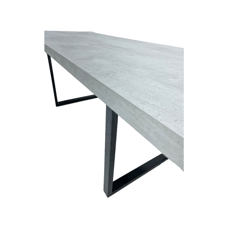 F-TA112-CC Mabon rectangular table in concrete effect top with black metal legs