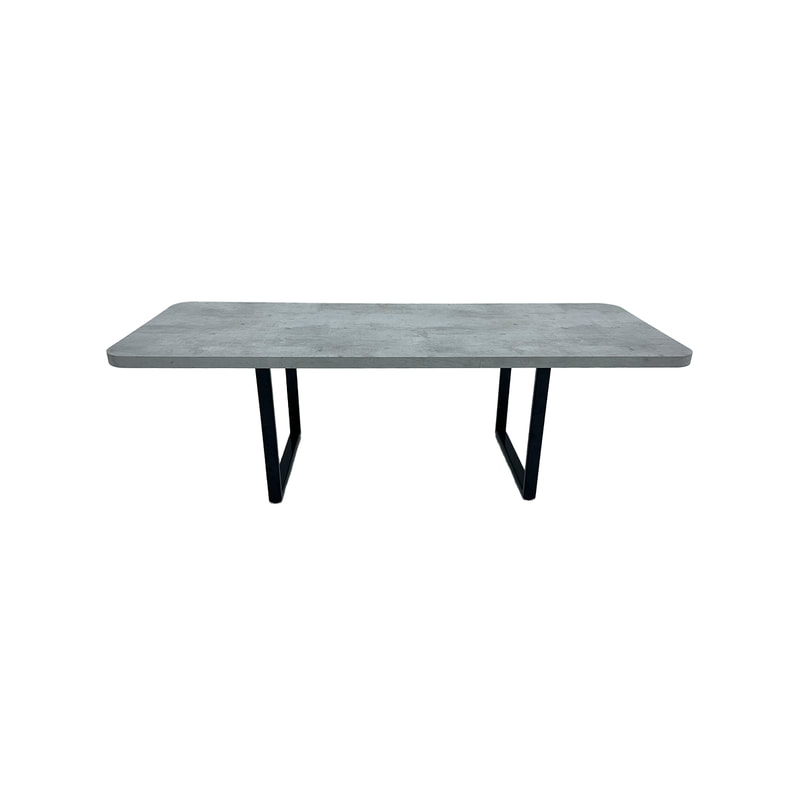F-TA112-CC Mabon rectangular table in concrete effect top with black metal legs