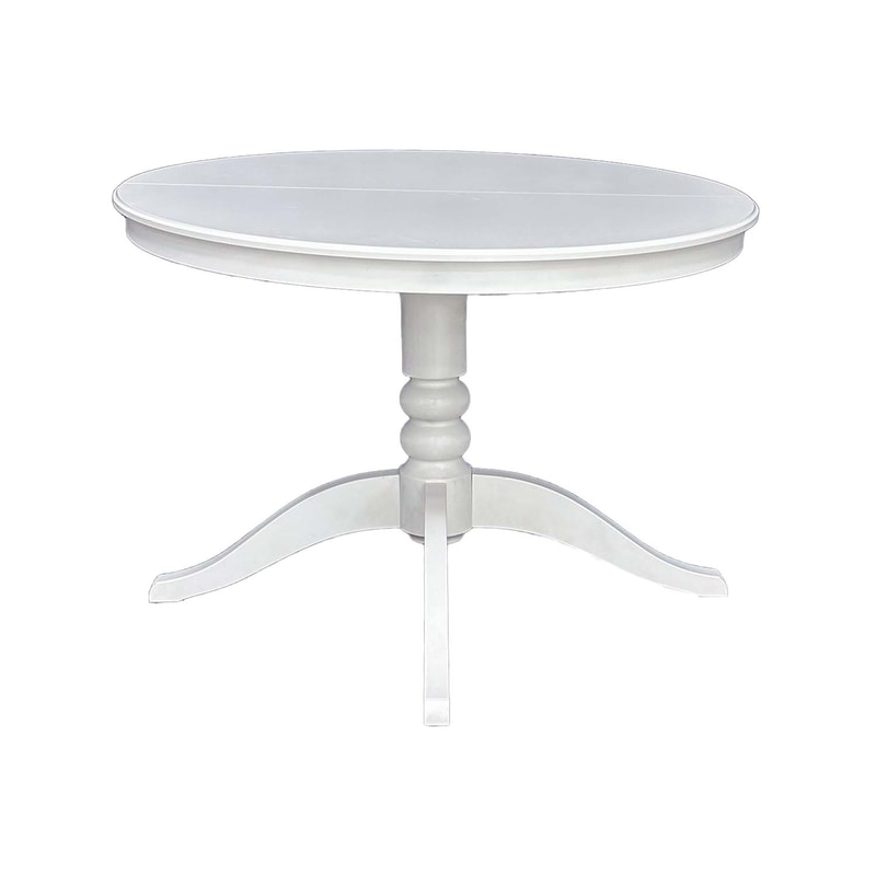 F-TA113-WH Crete round table in white with a turned leg