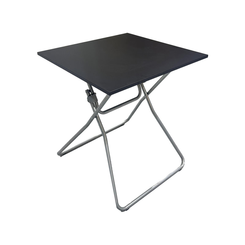 F-TA120-BL Nubo Square Table with black top and silver folding legs
