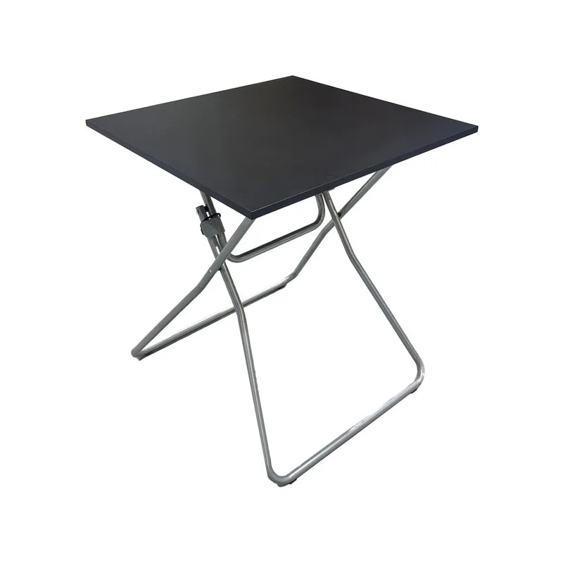 F-TA120-BL Nubo Square Table with black top and silver folding legs