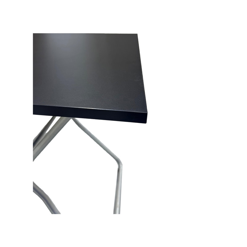 F-TA120-BL Nubo Square Table with black top and silver folding legs