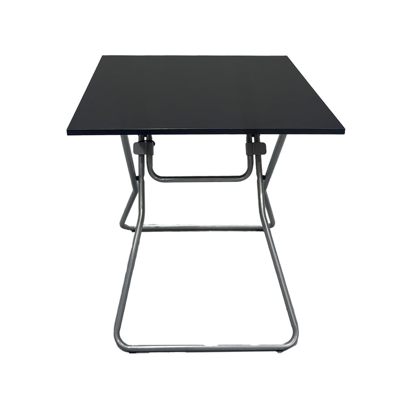 F-TA120-BL Nubo Square Table with black top and silver folding legs