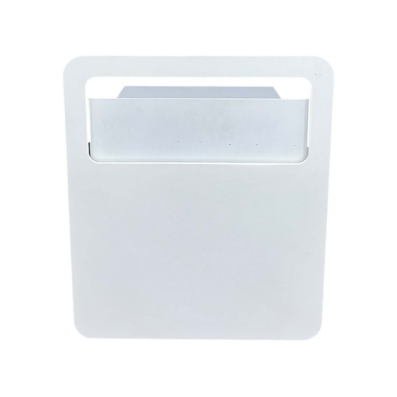 F-TS101-WH Jude square stage table in white with a name plate front