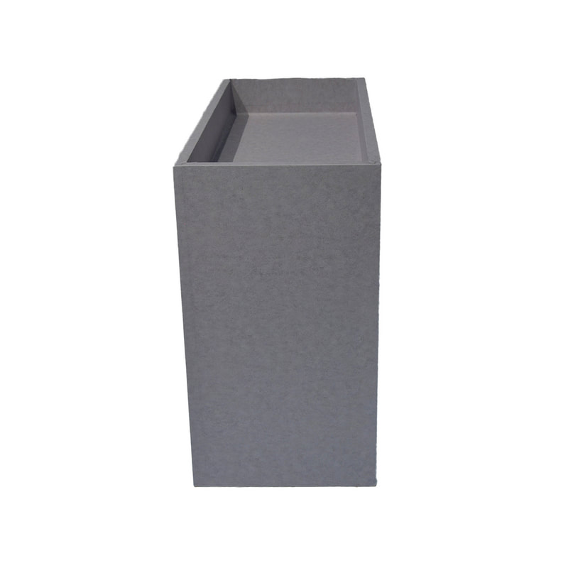 F-TS104-CC Mabon stage table in concrete finish with recessed top