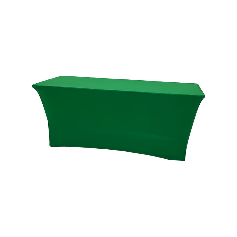 F-TX101-GR Type 1 Cover for 6ft rectangular banquet table in green stretch fabric