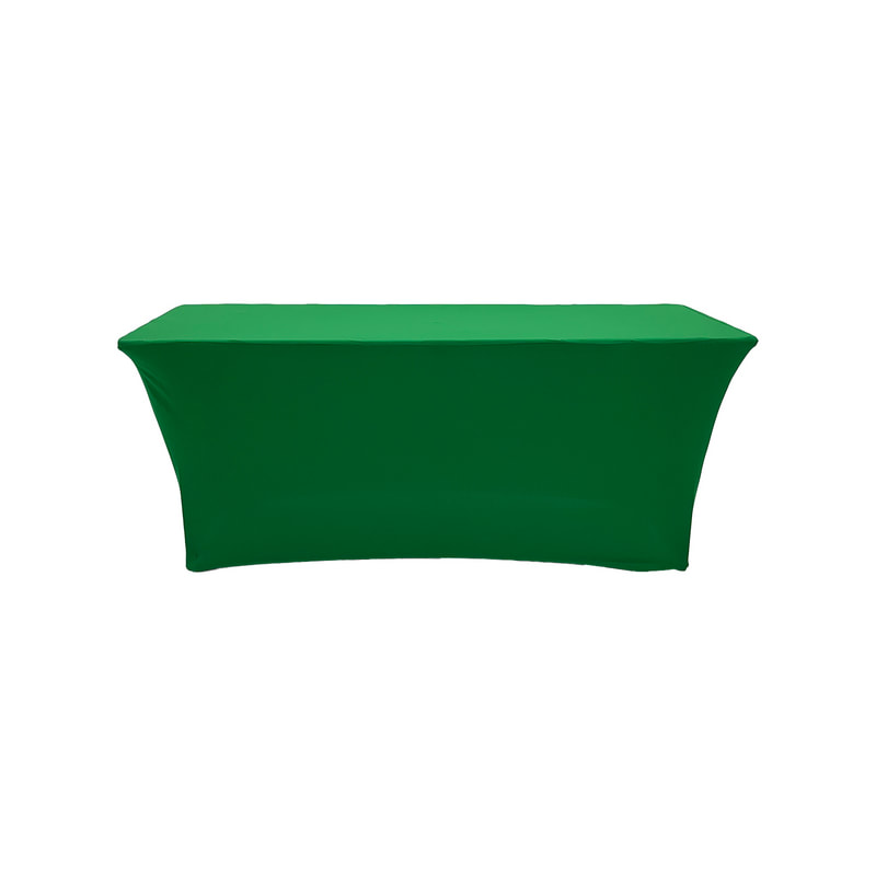 F-TX101-GR Type 1 Cover for 6ft rectangular banquet table in green stretch fabric
