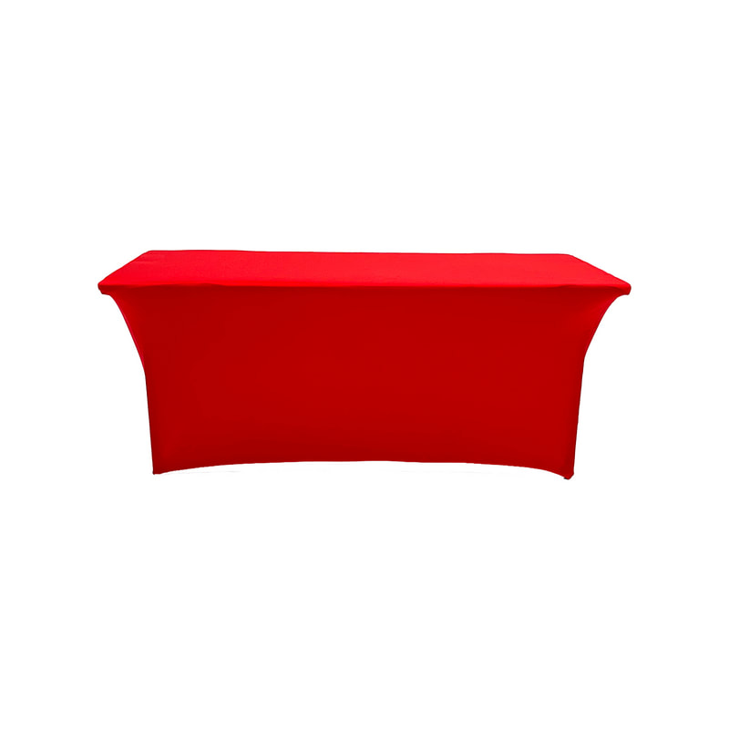 F-TX101-RE Type 1 cover for 6ft rectangular banquet table in red stretch fabric
